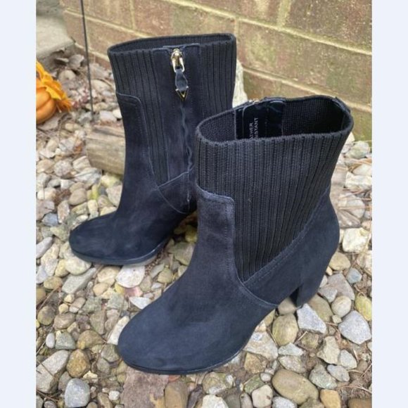 VIONIC WOMEN'S ANKLE HIGH BLACK SUEDE BOOTS, KAYLEE SDE KNIT, SIZE 8.5 - Picture 3 of 12
